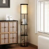 Staande lamp met 3 planken, rond ontwerp, afstandsbediening, voetschakelaar, verstelbare lichtwarmte, voor woonkamer, zwart 9
