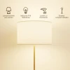 Staande lamp met afstandsbediening, in hoogte verstelbaar, stoffen kap, metalen standaard, aanpasbare helderheid, voetschakelaar, goudkleurig 7