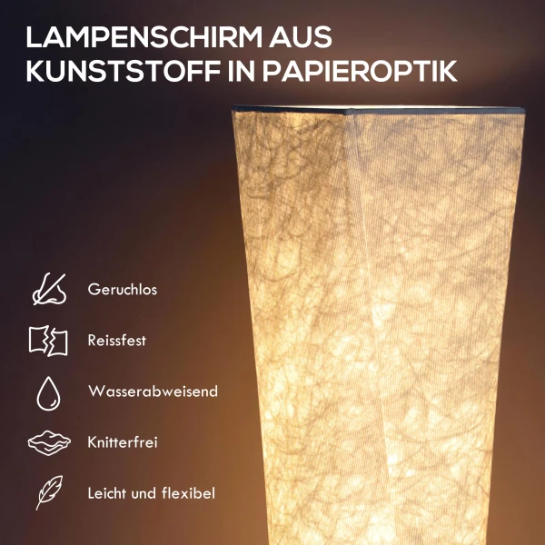 Staande Lamp Met Papieren Kap, Voetschakelaar, 3 Helderheidsniveaus, Wit