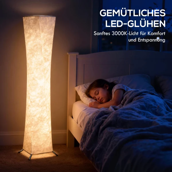 Staande Lamp Met Papieren Kap, Voetschakelaar, 3 Helderheidsniveaus, Wit