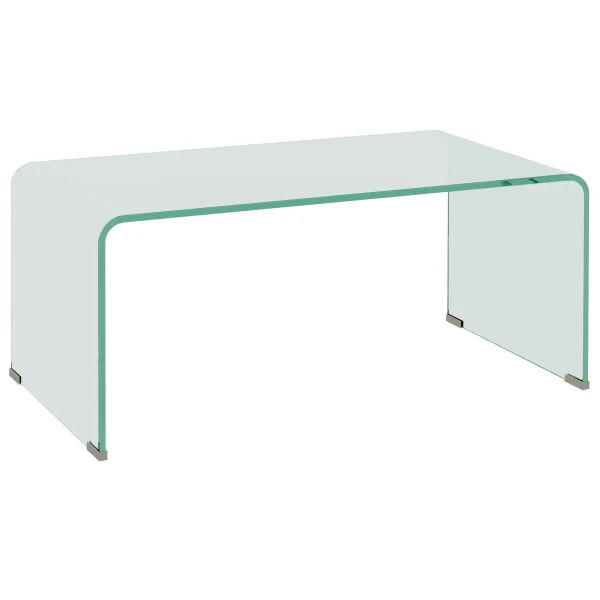 Stabiele glazen salontafel, eendelig ontwerp, eenvoudig en modern, 80 x 45 x 35 cm, transparant 1