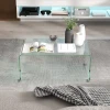 Stabiele glazen salontafel, eendelig ontwerp, eenvoudig en modern, 80 x 45 x 35 cm, transparant 10