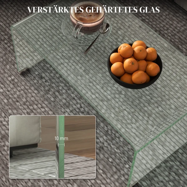 Stabiele glazen salontafel, eendelig ontwerp, eenvoudig en modern, 80 x 45 x 35 cm, transparant 5