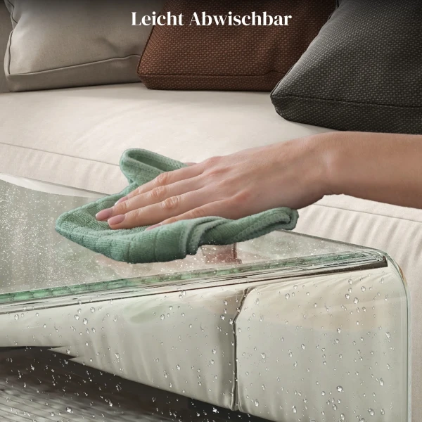 Stabiele glazen salontafel, eendelig ontwerp, eenvoudig en modern, 80 x 45 x 35 cm, transparant 7