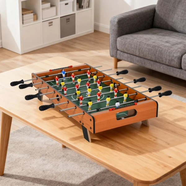Tafelvoetbal kickertafel met roestvrijstalen stangen, voor tieners en volwassenen, 84,5x40x61,2 cm, zwart 10