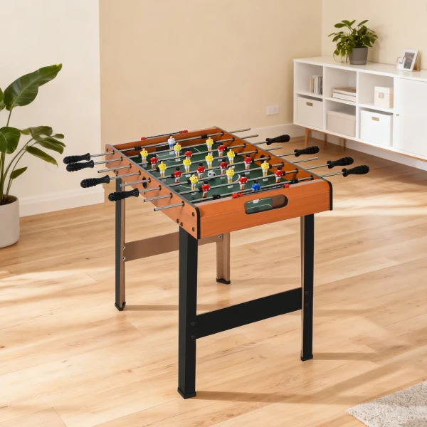 Tafelvoetbal kickertafel met roestvrijstalen stangen, voor tieners en volwassenen, 84,5x40x61,2 cm, zwart 9