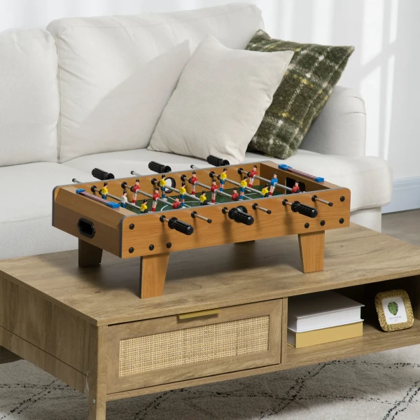 Tafelvoetbalset, kicker tafel, compacte houtstructuur, 2 ballen, scoreborden, bruin 10