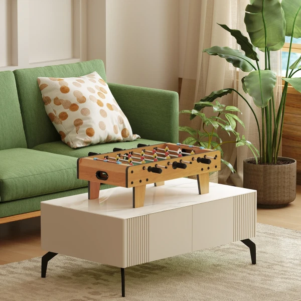 Tafelvoetbalset, kicker tafel, compacte houtstructuur, 2 ballen, scoreborden, bruin 9