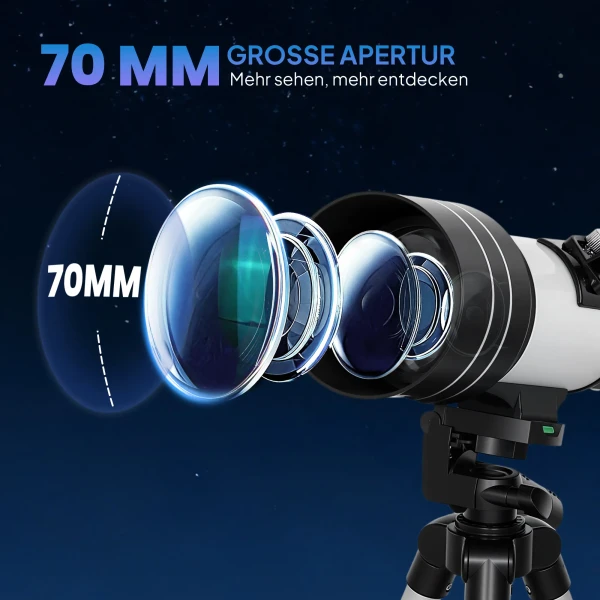 Telescoop, 70 mm lens, 5 x 24 verrekijker, verstelbaar statief, zilverkleurig 5