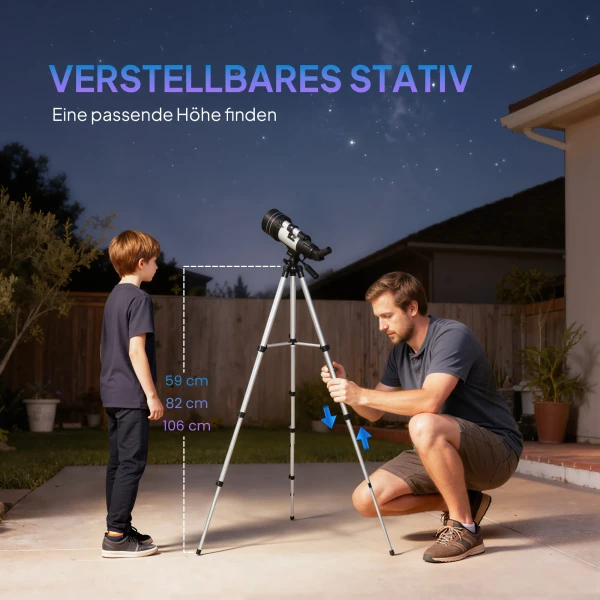 Telescoop, 70 mm lens, 5 x 24 verrekijker, verstelbaar statief, zilverkleurig 8