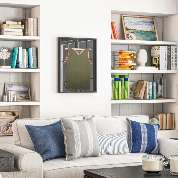 Tricot display, kledinghanger, aluminium frame, uv bestendige acryl voorkant, zwart 10