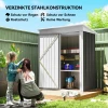 Tuinschuur, Buitengereedschapsschuur Gemaakt Van Golfstaal, Wandontwerp, Verstelbare Planken, Afsluitbare Deur Donkergrijs