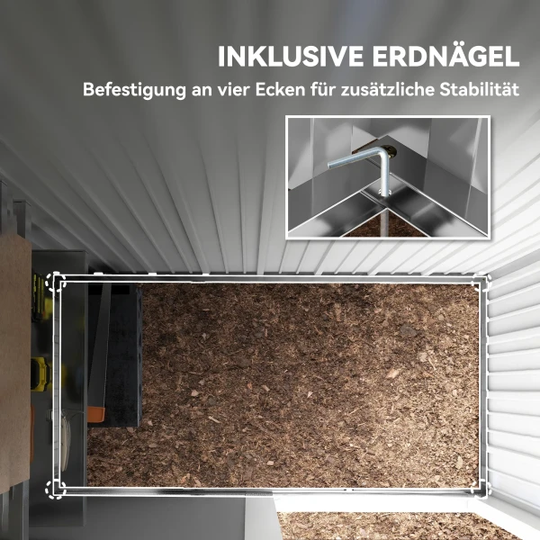 Tuinschuur, Buitengereedschapsschuur Gemaakt Van Golfstaal, Wandontwerp, Verstelbare Planken, Afsluitbare Deur Donkergrijs