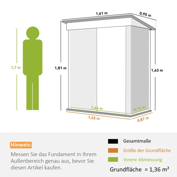 Tuinschuur, Buitengereedschapsschuur Gemaakt Van Golfstaal, Wandontwerp, Verstelbare Planken, Afsluitbare Deur, Grijs