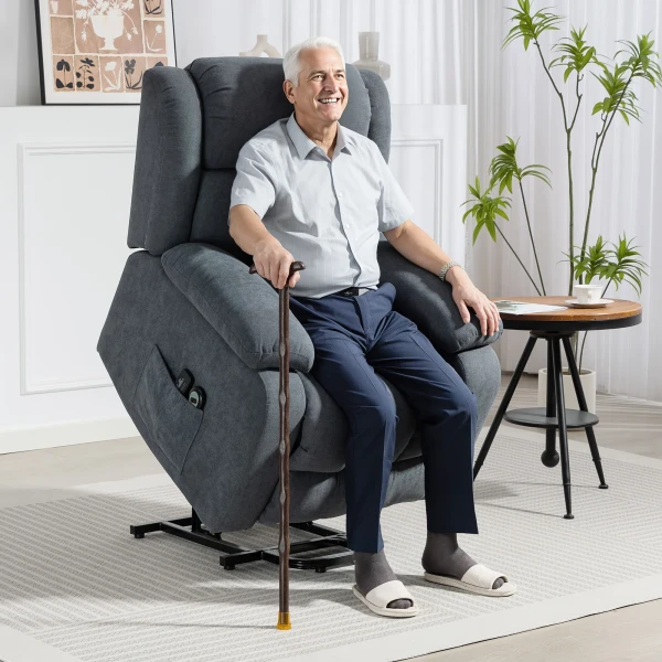 Tv stoel met elektrische opsta hulp, relaxstoel met ligfunctie, massagefunctie, 93x91x103 cm, donkergrijs 2