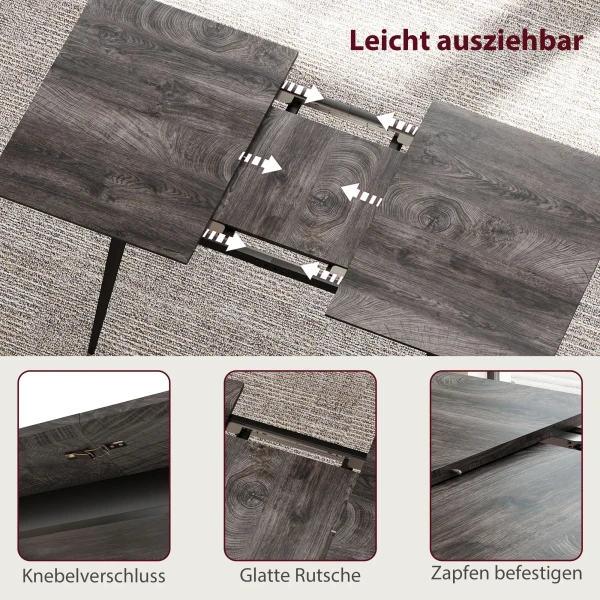 Uitschuifbare Eettafel, Uitbreidbare Tafel Voor 6 8 Personen, Keukentafel Met Solide Stalen Poten