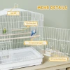 Vintage ontwerp Vogelkooi Voor Kleine Vogelsoorten Incl. Accessoires 46,5 X 36 X 59 Cm Staal, Hout, Wit + Natuur