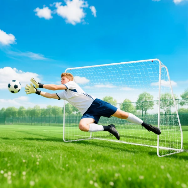 Voetbaldoel Voor Spellen & Training, UV bestendig, Robuust, Grondankers, Wit