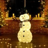 Vrolijke sneeuwman decoratie voor kerstmis, buitendecoratie met led lichten, staal, polyester, wit+zwart 10