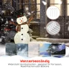 Vrolijke sneeuwman decoratie voor kerstmis, buitendecoratie met led lichten, staal, polyester, wit+zwart 7