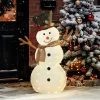 Vrolijke sneeuwman decoratie voor kerstmis, buitendecoratie met led lichten, staal, polyester, wit+zwart 8