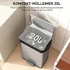Vuilnisbak 20 L Trappelbak Met Softclose deksel, Pedaal, Afneembare Binnenbak Zilver, 34,2 X 30,6 X 44,2 Cm