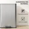 Vuilnisbak 20 L Trappelbak Met Softclose deksel, Pedaal, Afneembare Binnenbak Zilver, 34,2 X 30,6 X 44,2 Cm