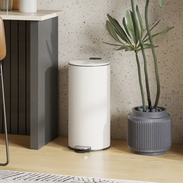 Vuilnisbak 30 L Trappelbak Met Softclose deksel En Pedaal, Binnenbak Metaal, Zwart, 36 X 30 X 60,5 Cm