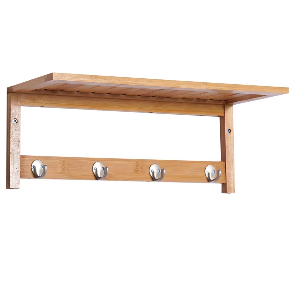 Wandgarderobe garderobe met haken wandmontage ruimtebesparend 5 kg belastbaar, 50 x 16 x 17,5 cm natuurhout 1