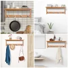 Wandgarderobe garderobe met haken wandmontage ruimtebesparend 5 kg belastbaar, 50 x 16 x 17,5 cm natuurhout 8