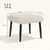 Zithocker kruk met zacht zitkussen stalen poten voetenbank met chenille stof, 45 x 41 x 38 cm, crèmewit 4