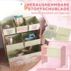 Zonekiz kinderkast met 6 stoffen dozen, schattig motief, 63x30x66 cm, roze 6