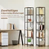 2 delige Set 6 laags Boekenkast, Stalen Frame, Voor Woonkamer, Kantoor, Slaapkamer, Rustiek Bruin