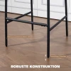 2 delige Set Barkrukken, Gevoerde Hoge Stoelen Voor Keukenbar, Huisbar, Rugleuning, Voetensteun, Stoffen Bekleding, Staal, Grijs