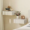 2 delige Set Nachtkastjes, Wandmontage Ontwerp, Lade, Voor Slaapkamer, Spaanplaat, Wit