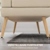 2 zitsbank, Getufte Rugleuning, Houten Poten, Dikke Bekleding, Linnenlook, Voor Kleine Ruimtes, Beige