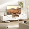 200 Cm TV meubel Voor Televisies Tot 90 Inch, 2 Klepvakken, Open Vak, Lade, 8 Poten, Spaanplaat, Wit