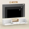 200 Cm TV meubel Voor Televisies Tot 90 Inch, 2 Klepvakken, Open Vak, Lade, 8 Poten, Spaanplaat, Wit