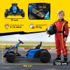 24V Elektrisch Go Kart, Drift Modus, Verstelbare Stoel, 5 punts Veiligheidsgordel, Muziekfunctie, Claxon, 6 12 Jaar Blauw