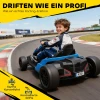 24V Elektrisch Go Kart, Drift Modus, Verstelbare Stoel, 5 punts Veiligheidsgordel, Muziekfunctie, Claxon, 6 12 Jaar Blauw