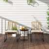 3 delige Tuinmeubelset, 2 Rotan Stoelen, 1 Tafel Met Metalen Plaat, Zitkussens, Bistroset, Beige & Bruin