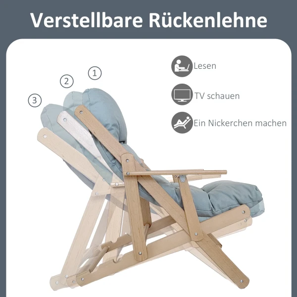 Accentstoel, Relaxstoel, Verstelbare Rugleuning, Beukenhouten Frame, Tot 120 Kg, Lichtgrijs