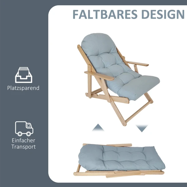 Accentstoel, Relaxstoel, Verstelbare Rugleuning, Beukenhouten Frame, Tot 120 Kg, Lichtgrijs