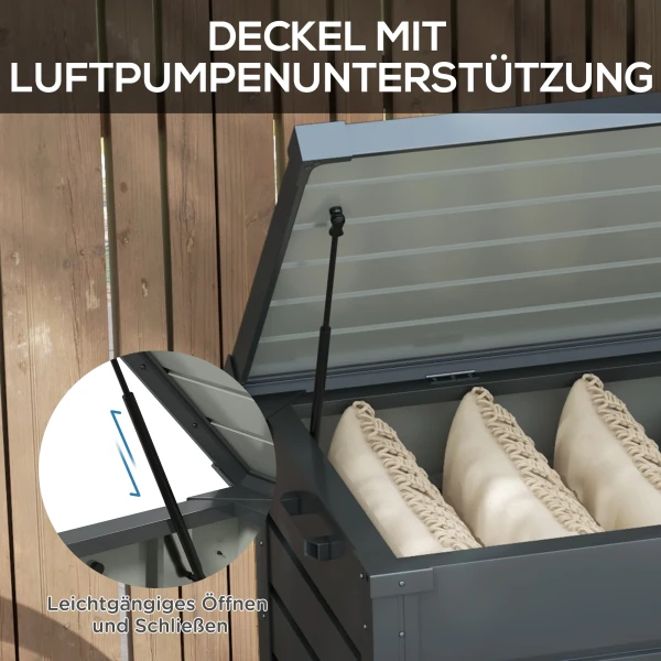 Buiten Opbergdoos, Tuinbox, Kussenbox, Weerbestendig, 4 Wielen, 100 X 62 X 65 Cm, Donkergrijs