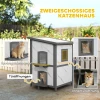 Buitenhuis Voor Katten, Houten Kattenhuis, Meerdere Ingangen, Ramen, Waterdicht, 60 X 60 X 88 Cm, Wit