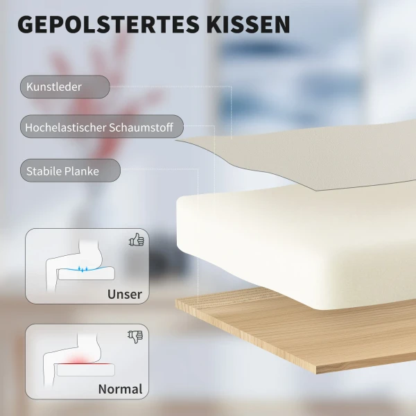 Bureaustoel Met Diervriendelijke Kunstlederen Bekleding, Voetensteun, In Hoogte Verstelbaar, Rolbaar, Beige