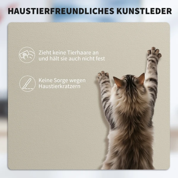 Bureaustoel Met Diervriendelijke Kunstlederen Bekleding, Voetensteun, In Hoogte Verstelbaar, Rolbaar, Beige