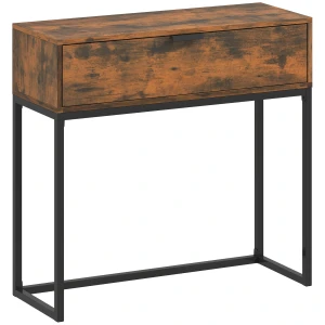 Consoletafel Gangtafel Met Lade, Industrieel Ontwerp, Gang Woonkamer, 80x30x76 Cm, Zwart