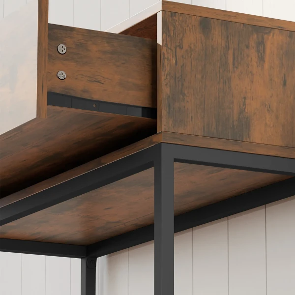 Consoletafel Gangtafel Met Lade, Industrieel Ontwerp, Gang Woonkamer, 80x30x76 Cm, Zwart