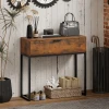 Consoletafel Gangtafel Met Lade, Industrieel Ontwerp, Gang Woonkamer, 80x30x76 Cm, Zwart